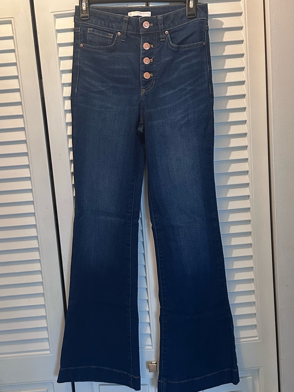 LC Lauren Conrad Dark Blue Button-Fly Flare Jeans Size 2, 27x31